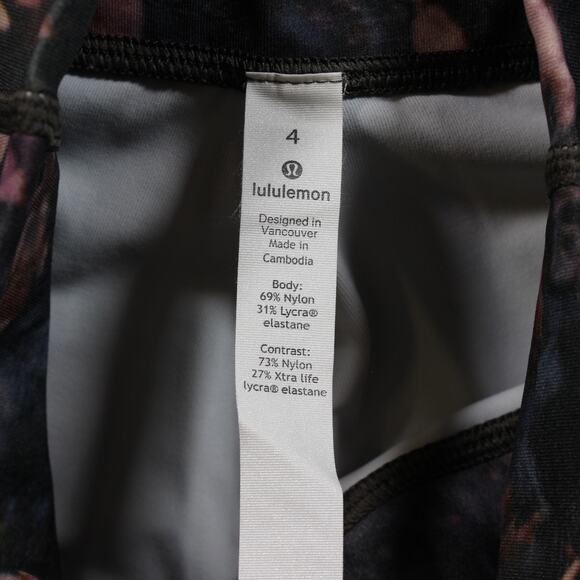 Lululemon Leggings Women's 4 Floral Print High Rise 7/8 Compression - Picture 3 of 8